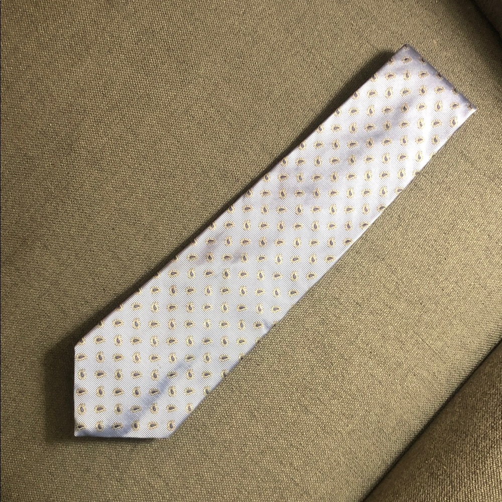 Brooks Brothers Light Blue Silk Tie with Gold Paisley.